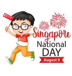 Singapore National Day With A Boy Holds