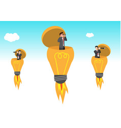 Entrepreneur Open Lightbulb Idea Using Binoculars