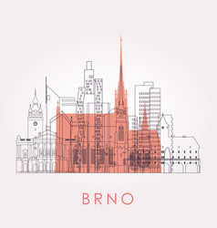 Outline Brno Skyline With Landmarks