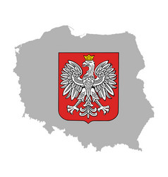 Poland Map Silhouette With Coat Of Arms