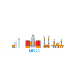 Saudi Arabia Mecca Line Cityscape Flat