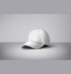 White Baseball Caps Mock Up A Gray Background