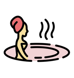 Woman Water Massage Icon Color Outline