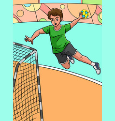 Handball Sports Colored Cartoon