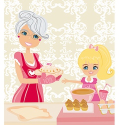 Grandma Baking Cookies With Her Granddaughter