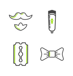 Set Line Bow Tie Blade Razor Electrical Hair