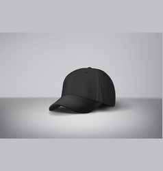 Black Baseball Cap Mock Up In Gray Background