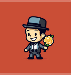 Cute Gentleman With A Bouquet Of Flowers