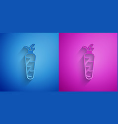 Paper Cut Carrot Icon Isolated On Blue And Purple