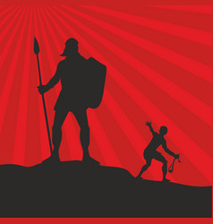 Silhouette of david and goliath Royalty Free Vector Image