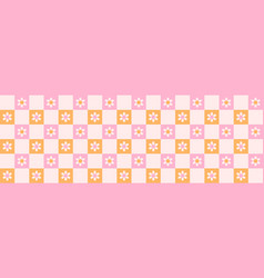 Daisy Flowers On Checkered Background Print