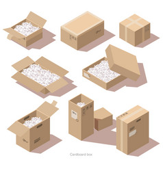 Isometric Cardboard Package Boxes With Filler