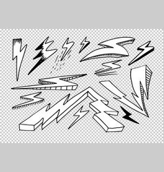 Set Of Hand Drawn Doodle Electric Lightning Bolt