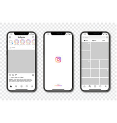 Set Of Iphone With Instagram Template Frame For