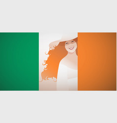 Beautiful Irish Woman Integrated In Flag