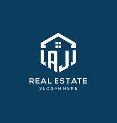 Letter Aj Logo For Real Estate With Hexagon Style