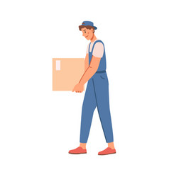 Man Moving Carton Box In Hands