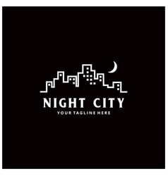 Night City In The Moonlight Line Art Logo Design