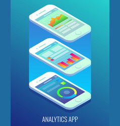 Mobile analytics isometric object Royalty Free Vector Image