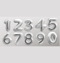 3d Silver Balloon Number Font Realistic Metal Type