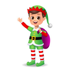 Boy Kid In Elf Dress Saying Hi