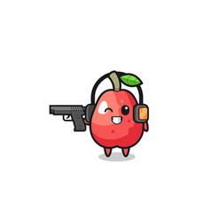 Water Apple Cartoon Doing Shooting Range