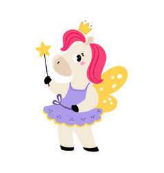 Horse Animal Fairy In Pretty Dress With Magic Wand