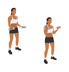 Woman Doing Bicep Curl Exercise Flat