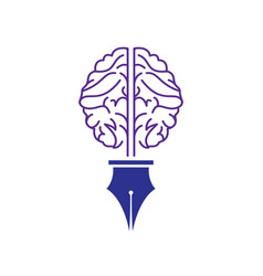 Brain Pen Logo Design Template