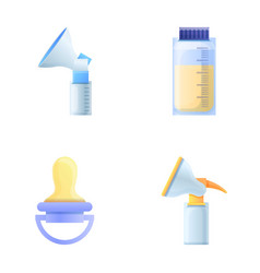 Breastfeeding Equipment Icons Set Cartoon