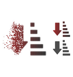 Decomposed Pixel Halftone Sort Down Arrow Icon