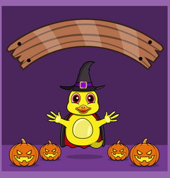 Cute Duck Animal Wearing Vampire Halloween