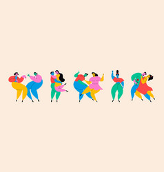 Dancing People Cartoon Abstract Characters Cute