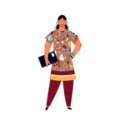 Indian Business Woman In Ethnic Costume Cartoon