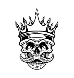 King Skull Mustache Weed Leaf Silhouette