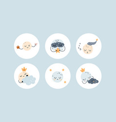 Cute Sleeping Moon Stickers