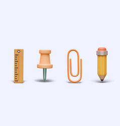 Ruler Pushpin Paper Clip Pencil 3d