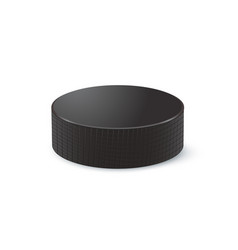 Black Rubber Puck For Play Ice Hockey Isolated