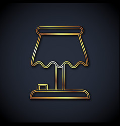 Gold Line Table Lamp Icon Isolated On Black