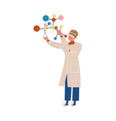 Man Scientist With Molecule Conducting Scientific