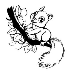 Cute Cartoon Squirrel Sitting On A Tree Branch