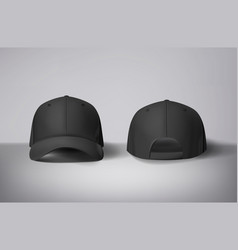 Black Baseball Caps Mock Up In Gray Background