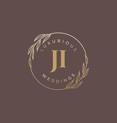 Ji Initials Letter Wedding Monogram Logos