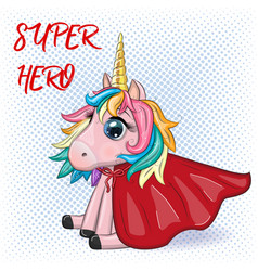 Cute Unicorn Character With Cloak As Super Hero