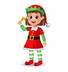 Girl Kid In Elf Dress Ringing Bell