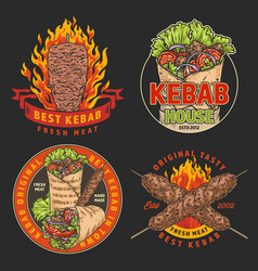 Kebab Food Set Colorful Posters