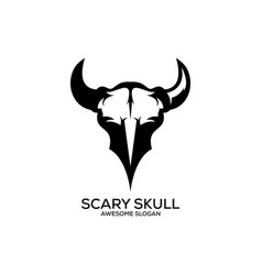 Scary Skull Goat Logo Design Line Art