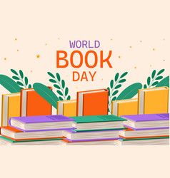 World Book Day Background In Flat Style Design