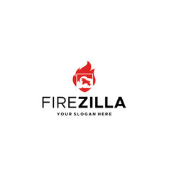 Flat Fire Godzilla Blaze Flame Logo Design