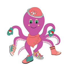 Octopus Trying On Clothes And Shoes